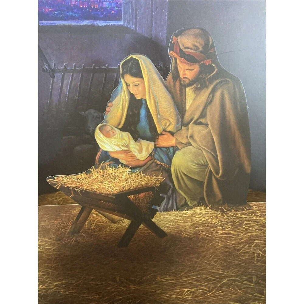 Greg Olsen Nativity 4-piece Diorama With Envelope Christmas Holy Family Jesus